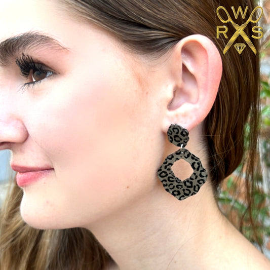 Flirty Dangles in Smoke Leopard