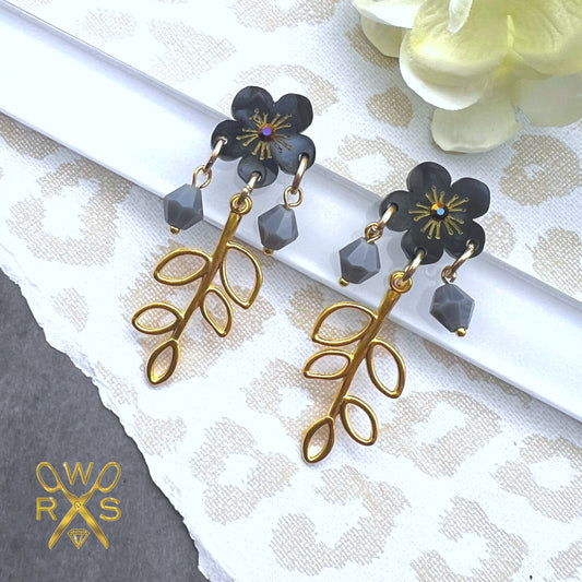 Golden Atrium Dangles in Black Pearl