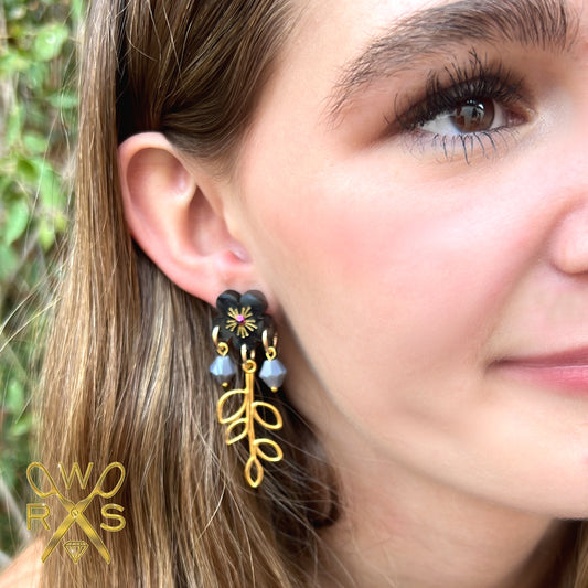 Golden Atrium Dangles in Black Pearl