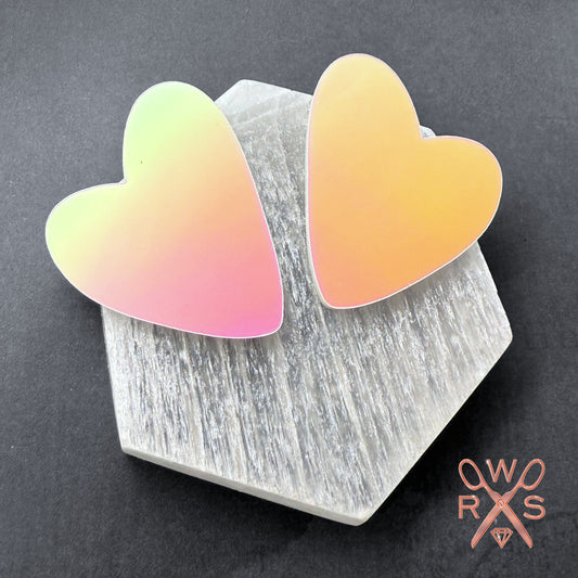 Holographic Heart Statement Studs