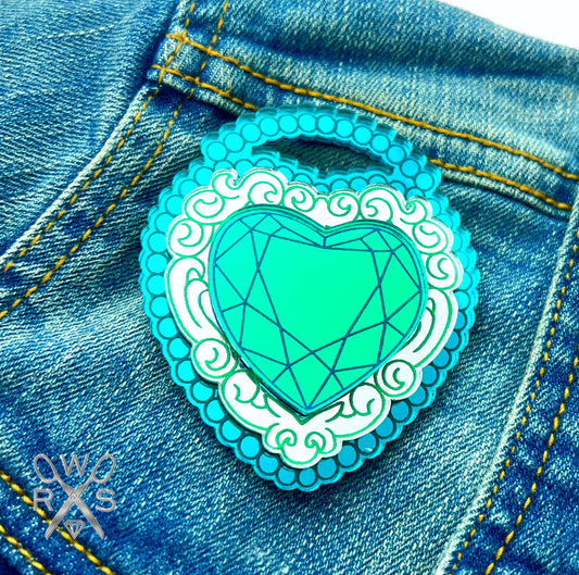 Revealed Secrets Brooch Heart Padlock in Laser Cut Acrylic