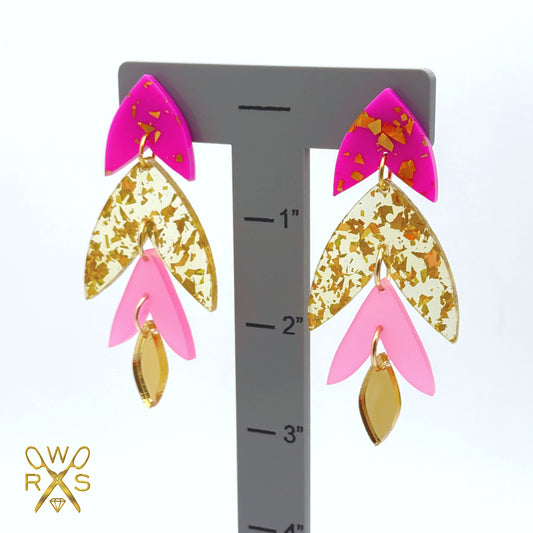 Rio Dangles in Pink and Gold Foil