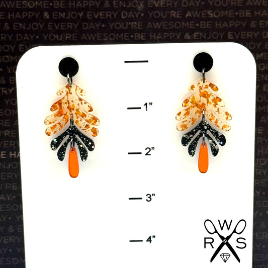 Aspen Dangles in Black and Orange Sparkle