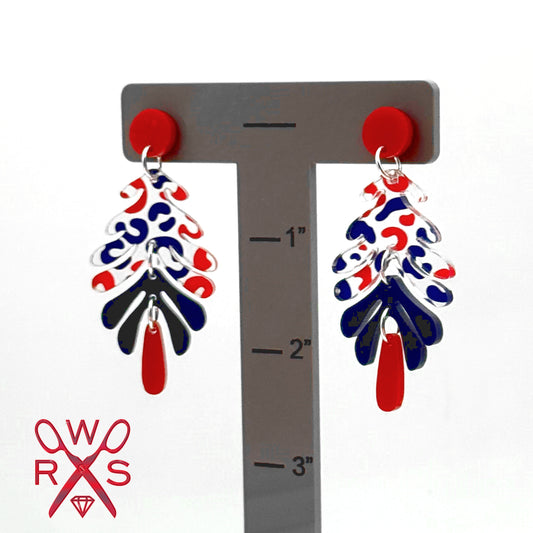 Aspen Dangles in Red and Blue Leopard Print
