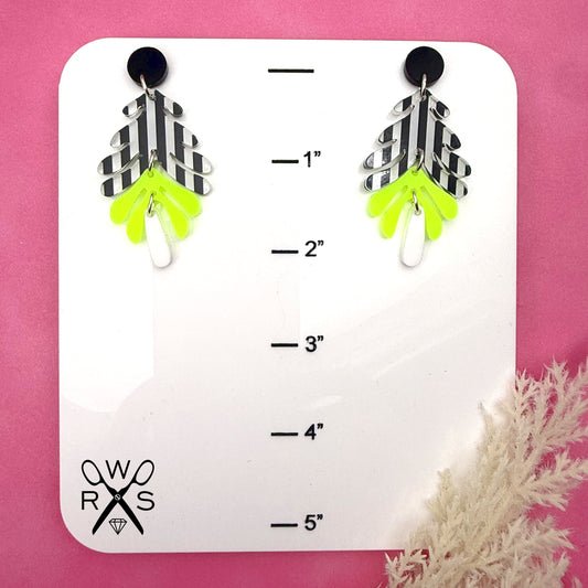 Aspen Dangles in Stripes and Neon Yellow