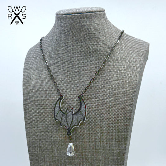 Batty Babe Necklace in White Web and Black