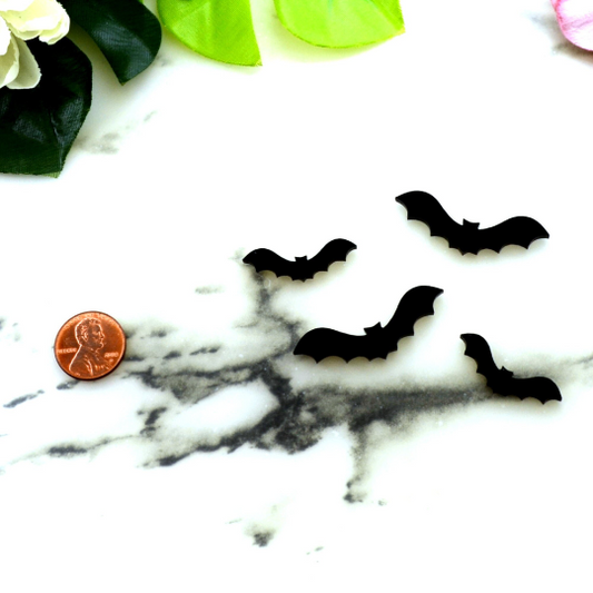 BLACK BATS - Laser Cut Acrylic Cabochons - Set of 4