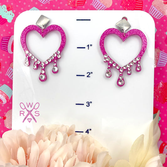 Bleeding Diamond Hearts in Magenta Glitter