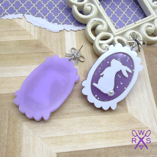 Cameo Cottontail Dangles in Purple Confetti