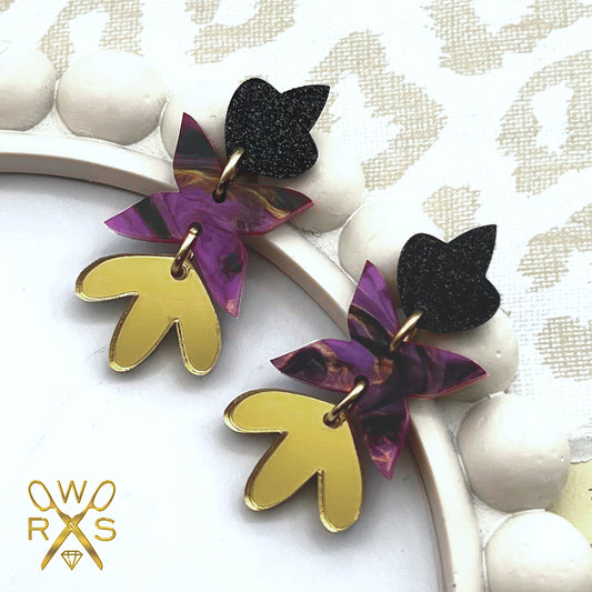 Charlotte Dangles in Purple and Gold Swirl