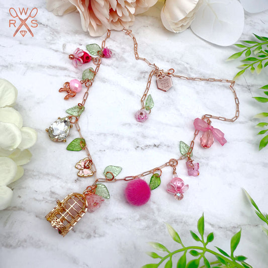 Cotton Candy Crush Charm Necklace in Pink