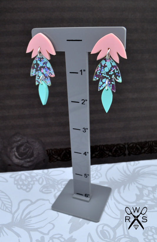 Dakota Dangle Earrings in Pink and Blue Pastel - Laser Cut Acrylic