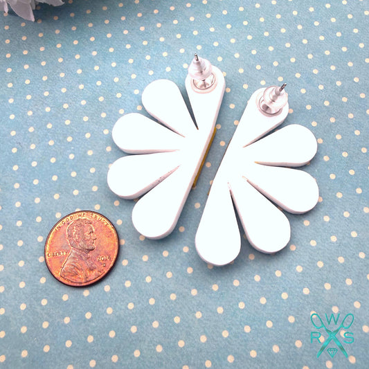 Darling Daisy Statement Studs in White and Gold