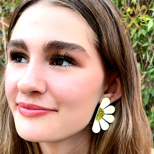 Darling Daisy Statement Studs in Yellow Pastel