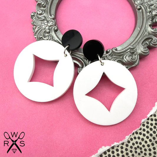 Diamond Eye Dangles in Brght White