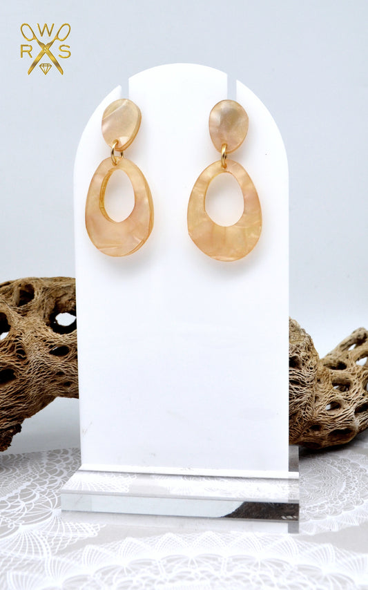 Everyday Dangle Tan Pearl - Laser Cut Acrylic