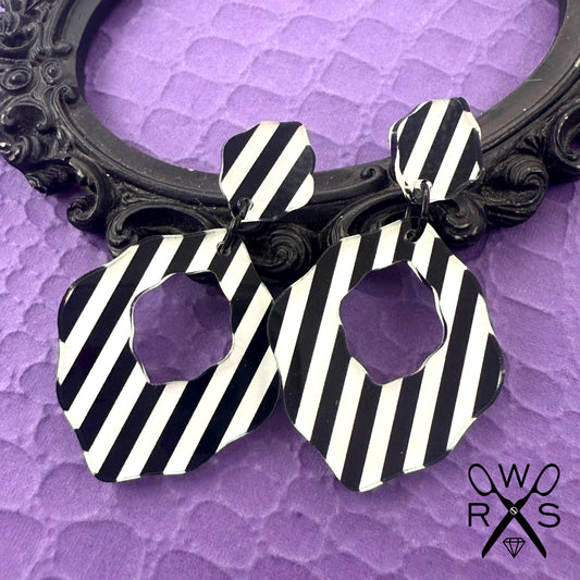 Flirty Dangles in Black and White Stripe