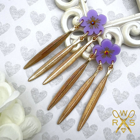 Gilded Leaf Dangles in Lavender