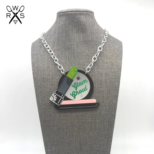 Glam Ghoul Lipstick and Compact Necklace