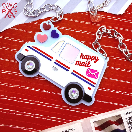 Happy Mail Truck Necklace