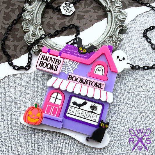 Haunted Bookstore Necklace in Laser Cut Acrylic