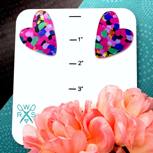Heart Statement Studs in Electric Oasis
