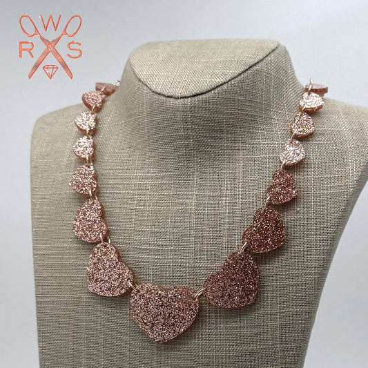 Heartstrings Necklace in Rose Gold Glitter