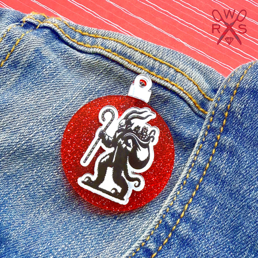 Krampus Ornament Pin in Laser Cut Acrylic
