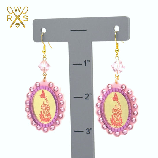 Life After Death Cameo Earrings in Pink