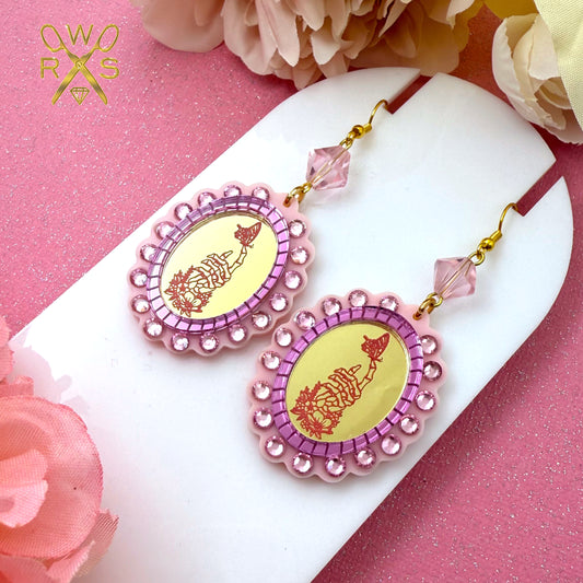 Life After Death Cameo Earrings in Pink