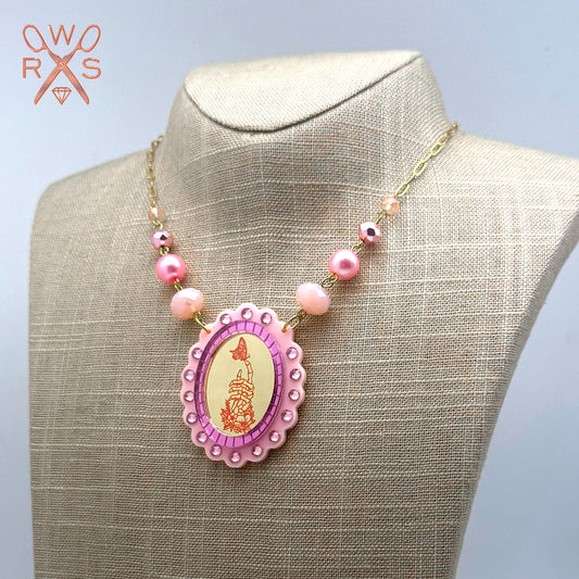 Life After Death Cameo Necklace in Pink