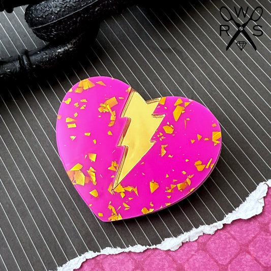Lovestruck Pin in Pink and Gold Flake