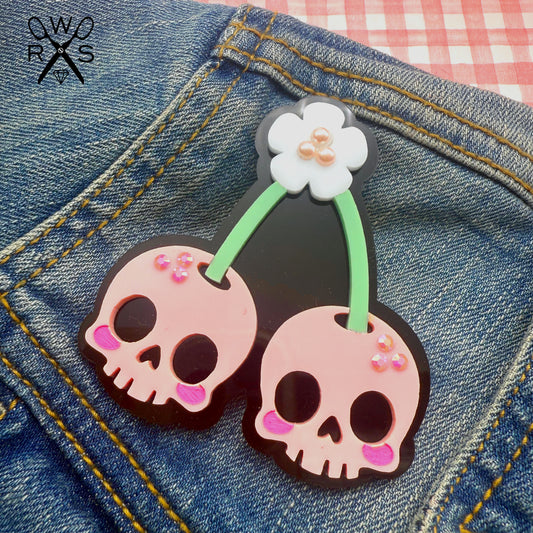 Pastel Punk Skull Cherries Pin