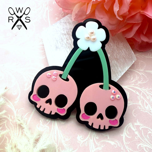 Pastel Punk Skull Cherries Pin