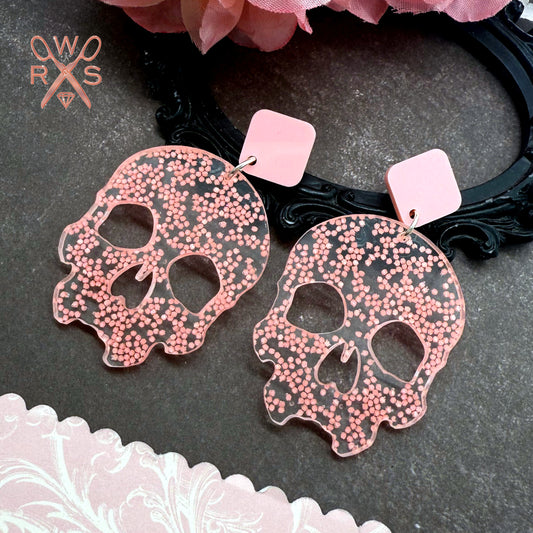 Pink Glow Skull Dangles