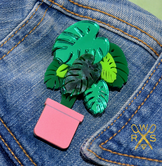 Plant Lady Brooch - Laser Cut Acrylic