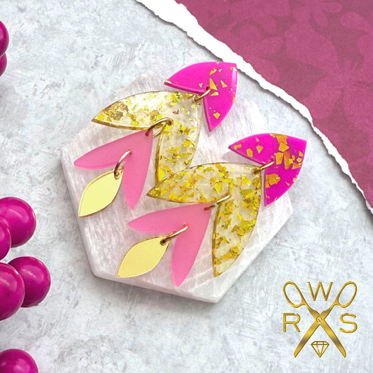 Rio Dangles in Pink and Gold Foil