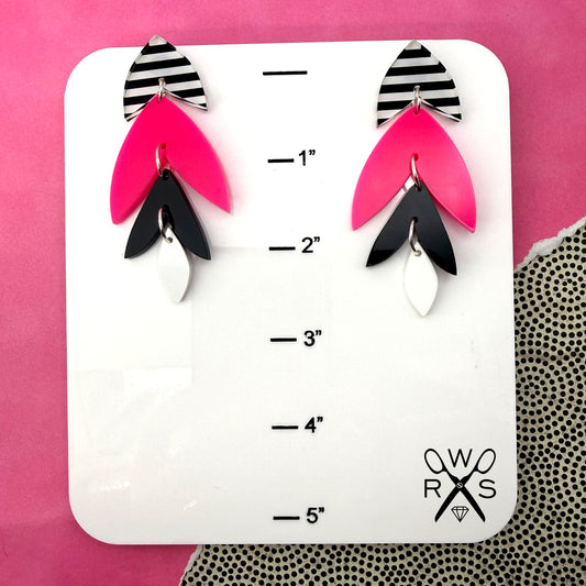 Rio Dangles in Black White and Hot Pink