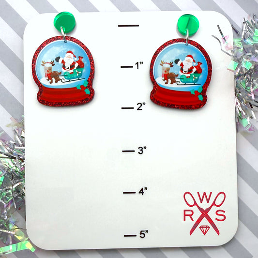 Santa Snow Globe Glitter Dangles