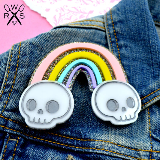 Skull Rainbow Brooch - Laser Cut Acrylic