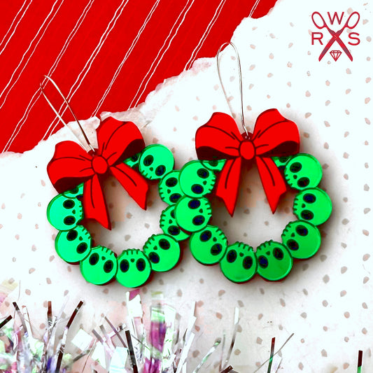 Skull Wreath Dangles in Laser Cut Acrylic