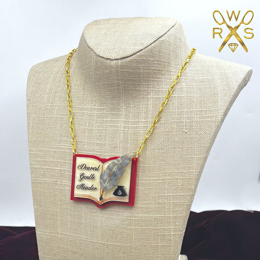 Spill The Tea Laser Cut Acrylic Victorian Style Necklace