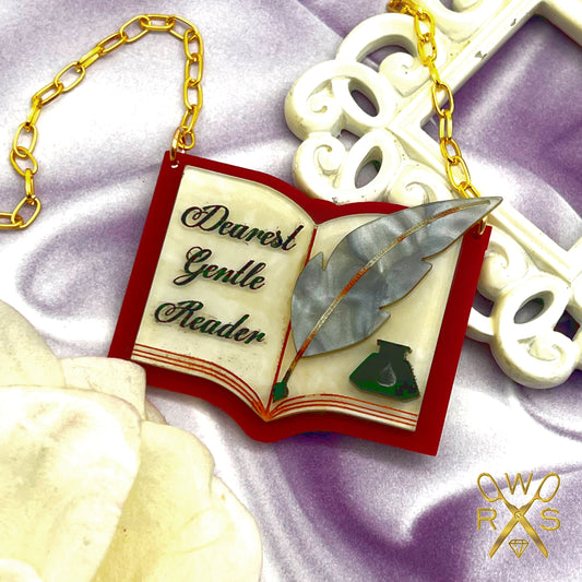 Spill The Tea Laser Cut Acrylic Victorian Style Necklace
