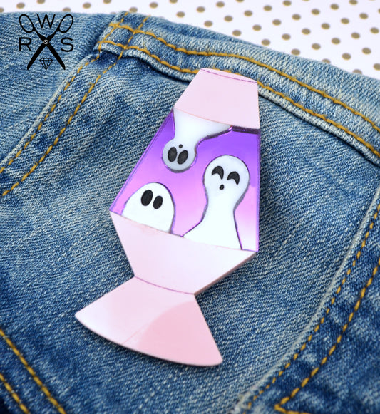 Spooky Lava Lamp Brooch in Pink - Laser Cut Acrylic Brooch