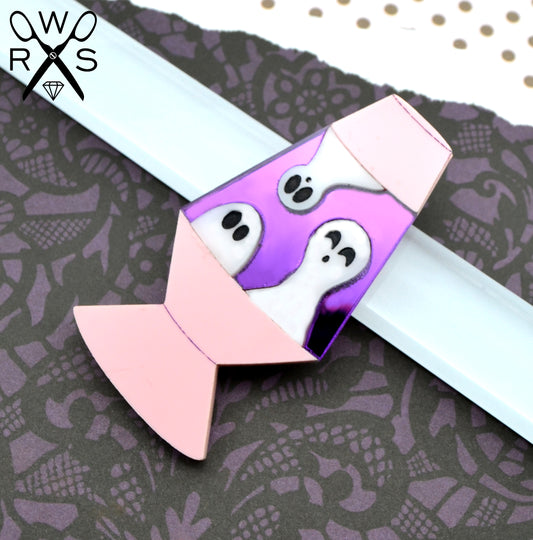 Spooky Lava Lamp Brooch in Pink - Laser Cut Acrylic Brooch