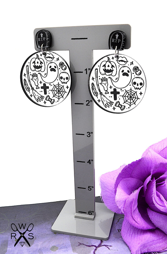 Spooky Scene Dangles in Silver - Laser Cut Acrylic