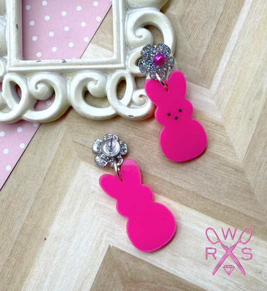Sugar Bunny Dangles in Bright Pink