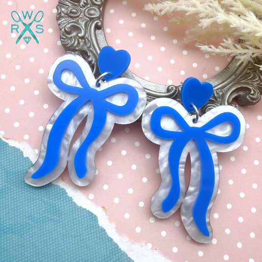 Sweetheart Bow Dangles in Bright Blue