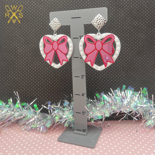 Sweetheart Bow Pink Dangles