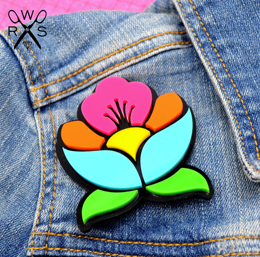 Vibrant Bloom Brooch - Laser Cut Acrylic Brooch
